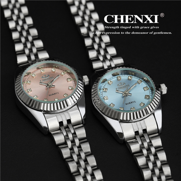 Fast Shipping Sample Order 10PCS Pink Blue Rhinestone Watch Ladies Stainless Steel Watches