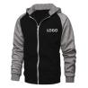 Buy cheap Autumn and winter new coat color contrast zipper cardigan plus velvet hoodie men's large size casual hooded men's from wholesalers