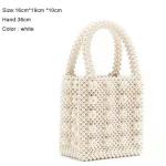 White Pearl Beaded Handbag Acrylic flat bead Material 10cm height ODM