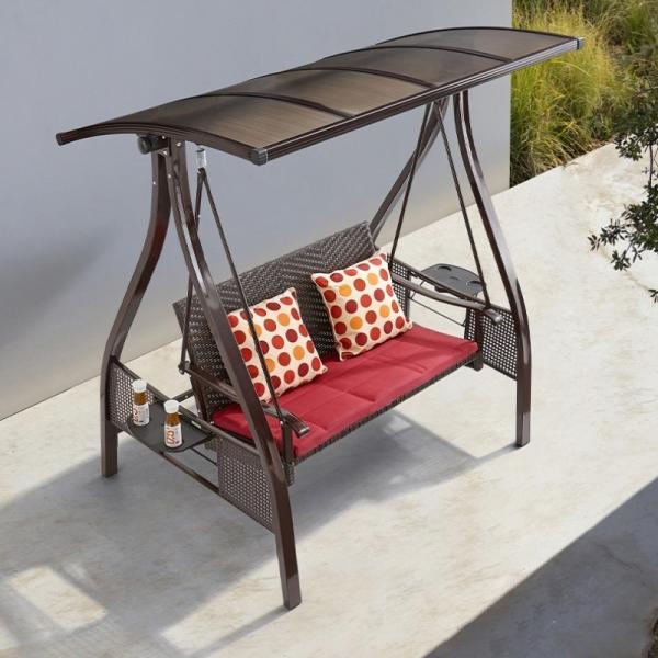 Buy cheap Outdoor Leisure PE Rattan 3 Person Steel Porch Swing With Canopy from wholesalers