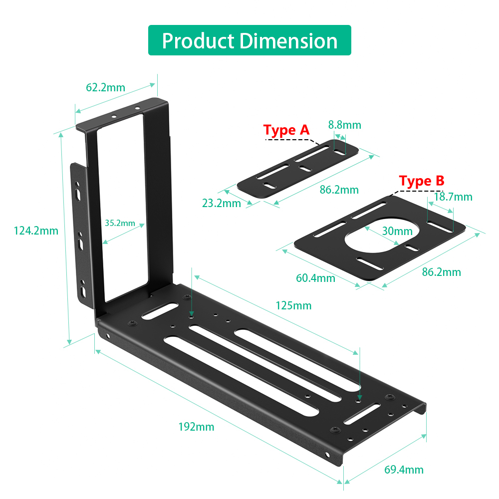 Screw Fixed Graphics Card Holder PCI-E Extension Cable 16x Vertical Installation Stand Adapter
