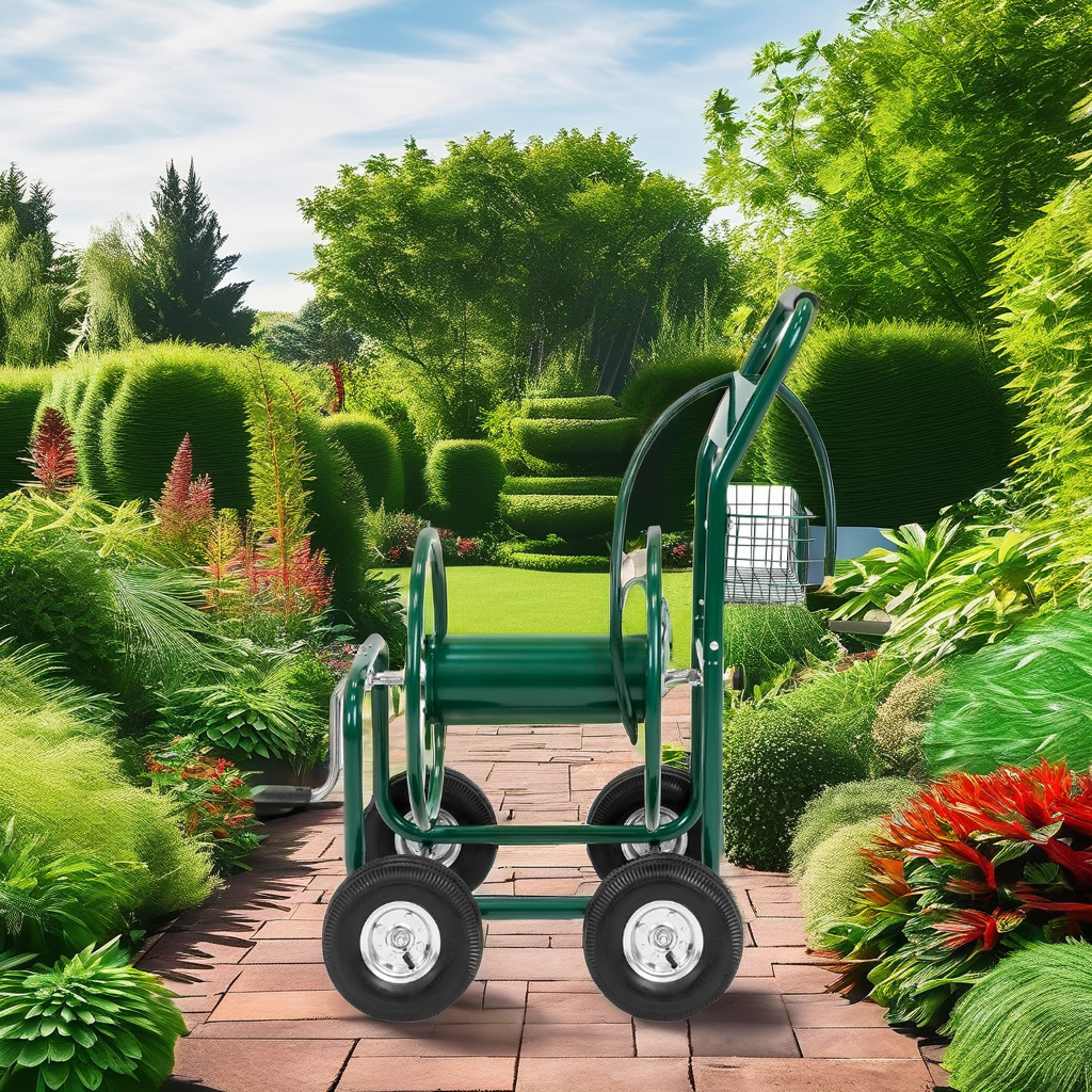High Capacity Water Hose Reel Cart Easy Setup High Corrosion Resistance