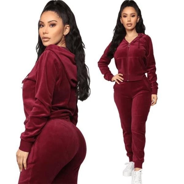 Buy cheap High Quality Velvet Custom Zip Hoodie Joggers Two Piece Velour Tracksuit Women from wholesalers