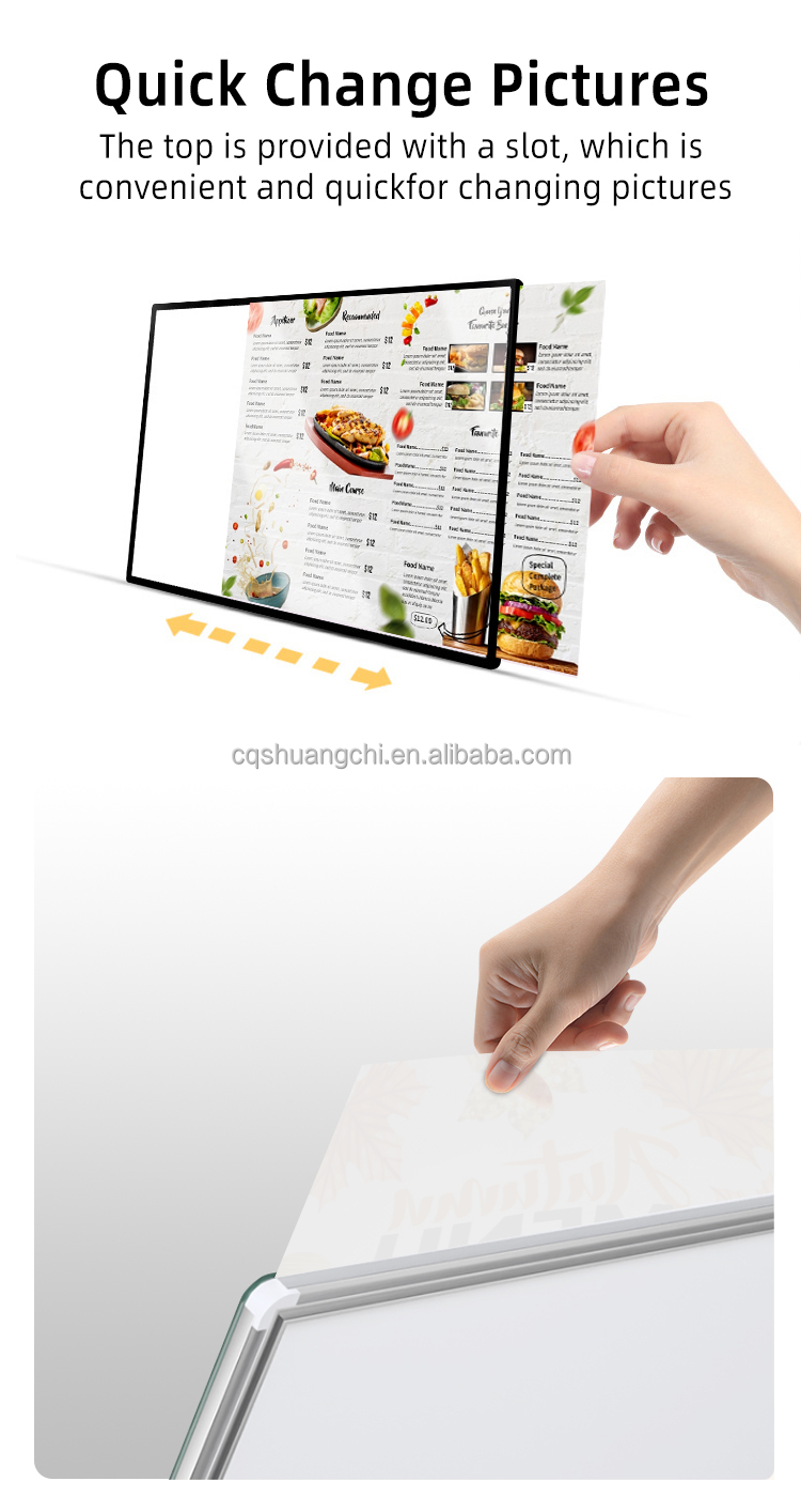 A3 Desktop Advertising Light Box Acrylic Flashing Led Light Table Menu Card Display