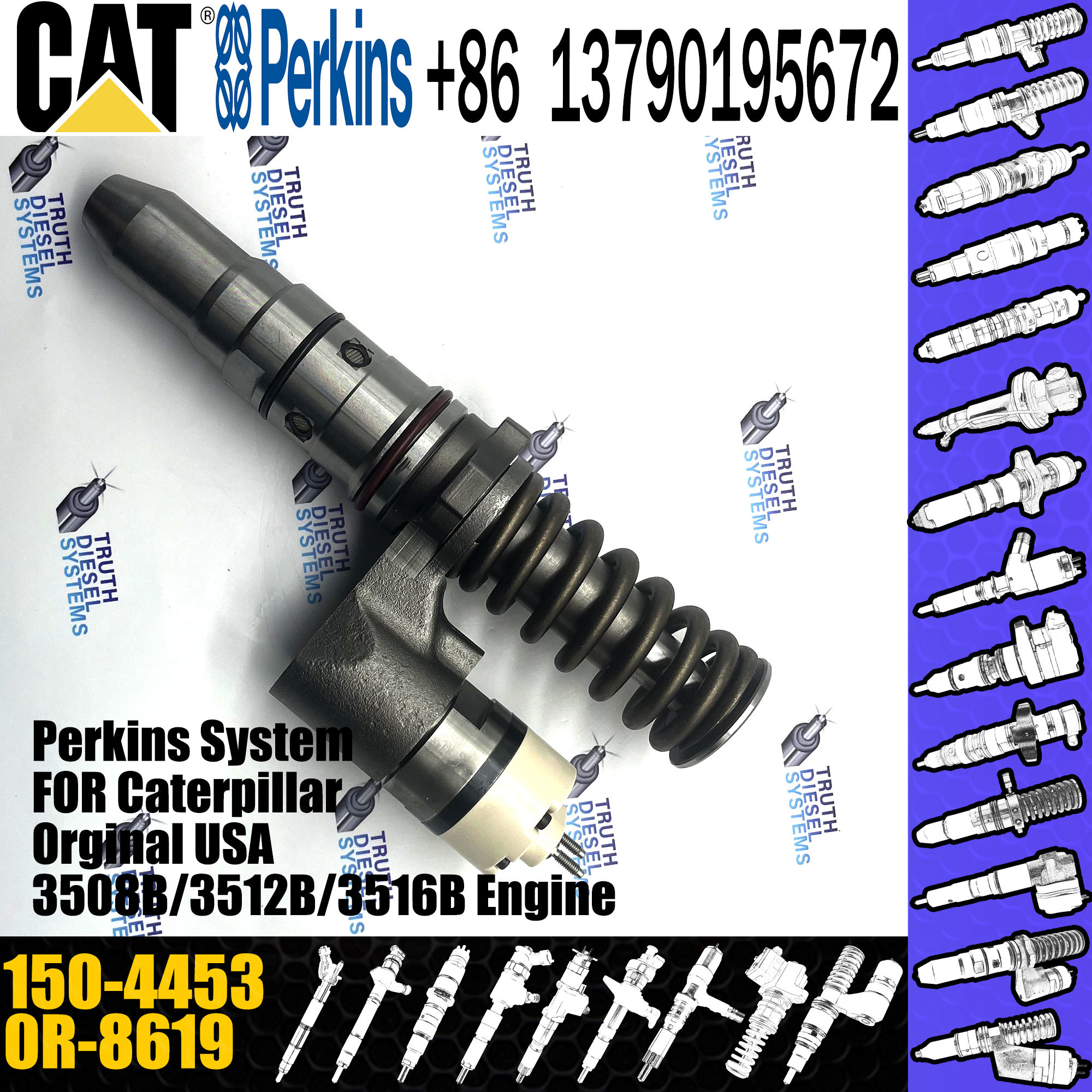 Diesel Fuel Injector 150-4453 0R-8619 1504453 0R8619 For Caterpillar 5130B 5230B Excavator