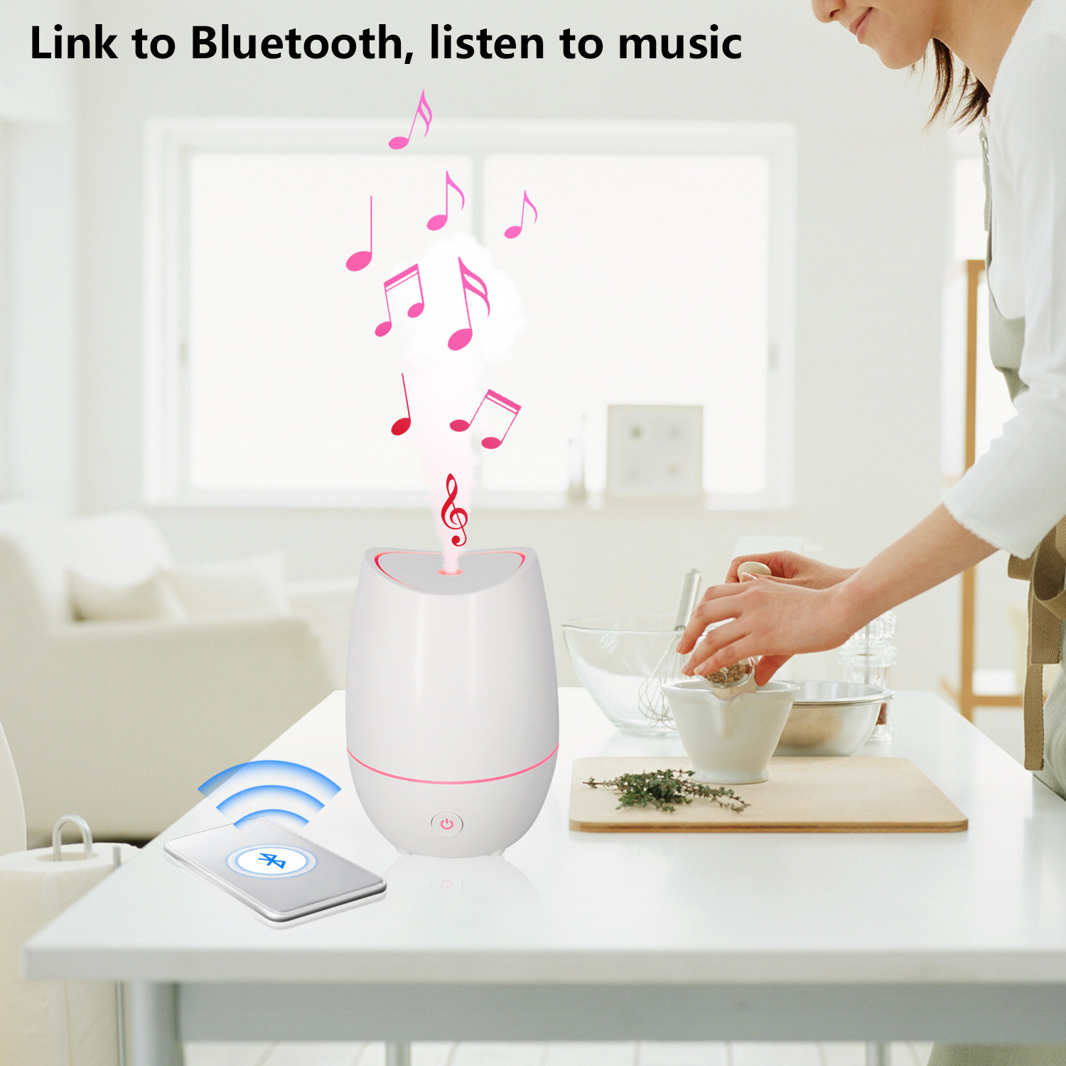 350ML Ultrasonic Aroma Diffuser Home Use White Diffuser With 7 Color Lights