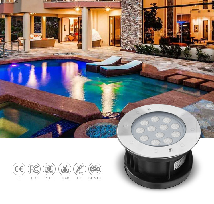 DMX512 Control 12V 316L Stainless Steel Waterproof Outdoor Unground 9W Recessed Underwater Light