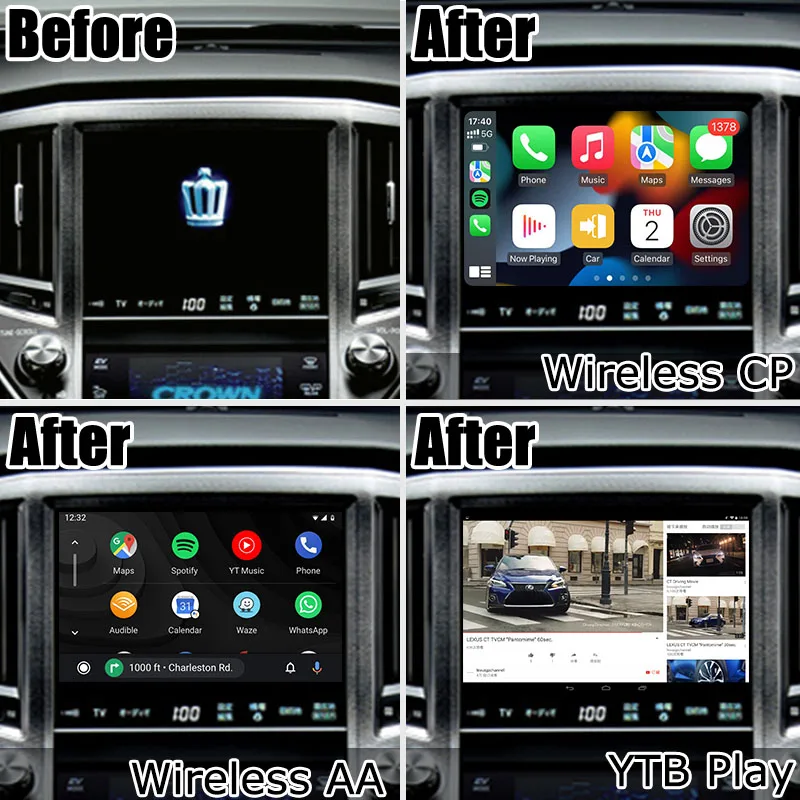 8+128GB Toyota Crown Android Carplay interface 14th gen AWS214 GWS215 S210 powered by Qualcomm