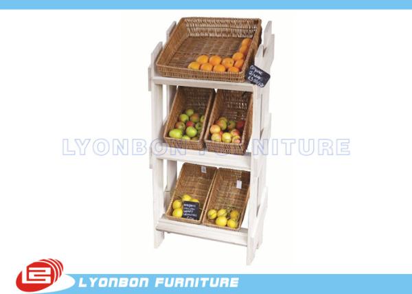 Buy cheap 3 Tiers Fruit Wooden Display Stands MDF White Painted For Supermarket from wholesalers