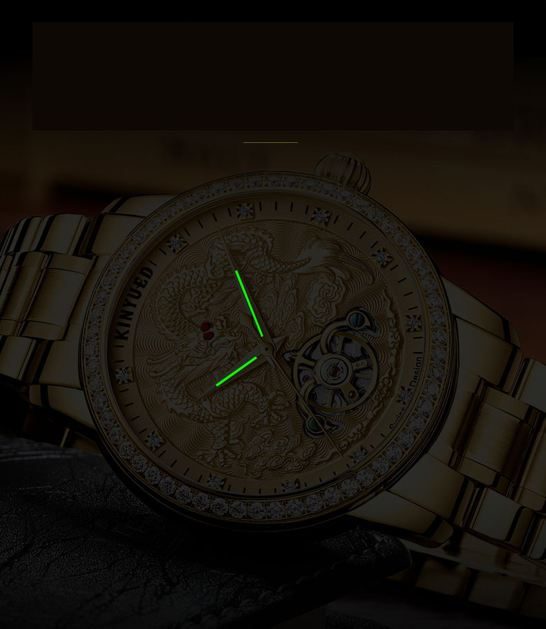 KINYUED watches men wrist Automatic Mechanical Movement stainless steel band custom logo