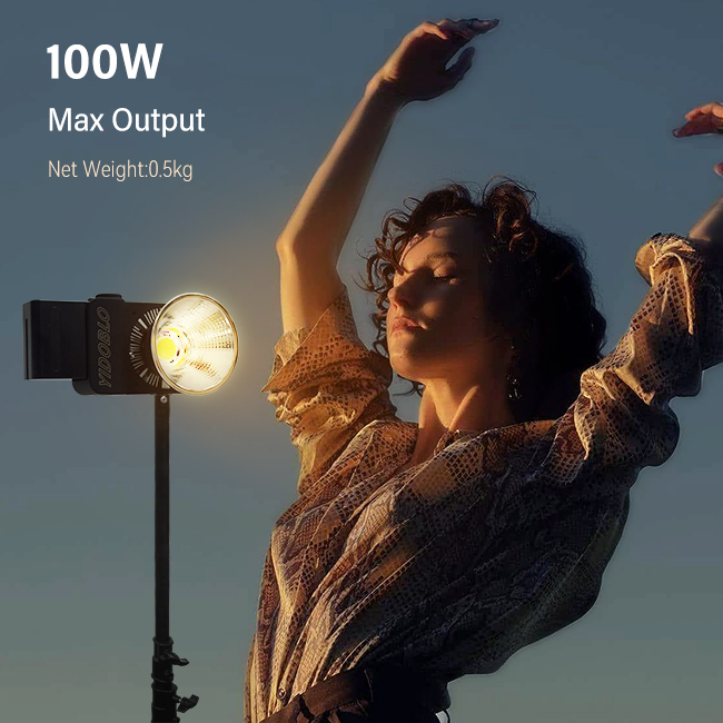 App Control Cob Led Video Light 30000lux With Desktop Stand 100w Power Bank Charging Fill Lamp For Lighting Set 2