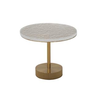 Buy cheap Living Room Round Small Stainless Steel End Table With Brushed Gold Thick Acrylic Top Metal Base from wholesalers