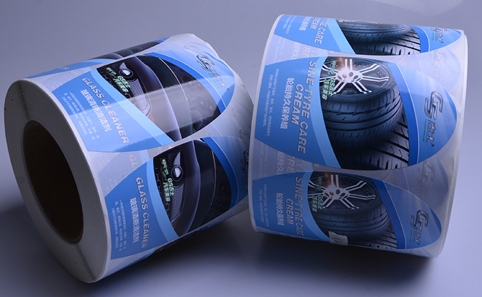 OEM custom full color white PP vinyl die cut car care product bottle label roll printing