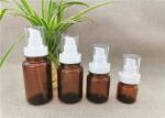 Amber PET bottle with fine mist sprayer in white color full overcap transparent