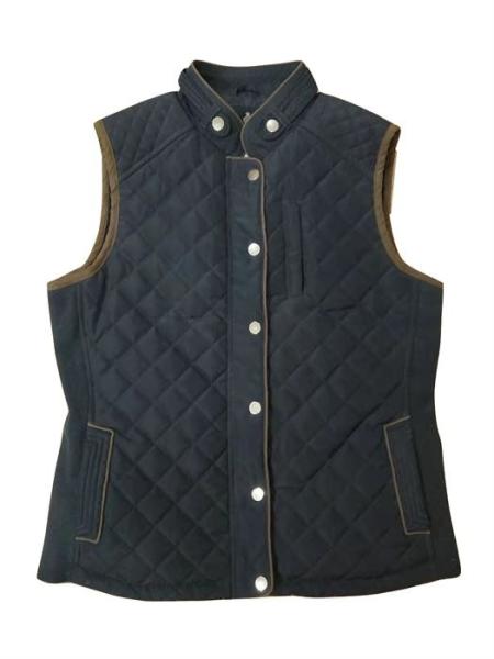 Buy cheap Navy Blue Black Long Quilted Vest Womens Ladies Padded Vest Woven Material from wholesalers