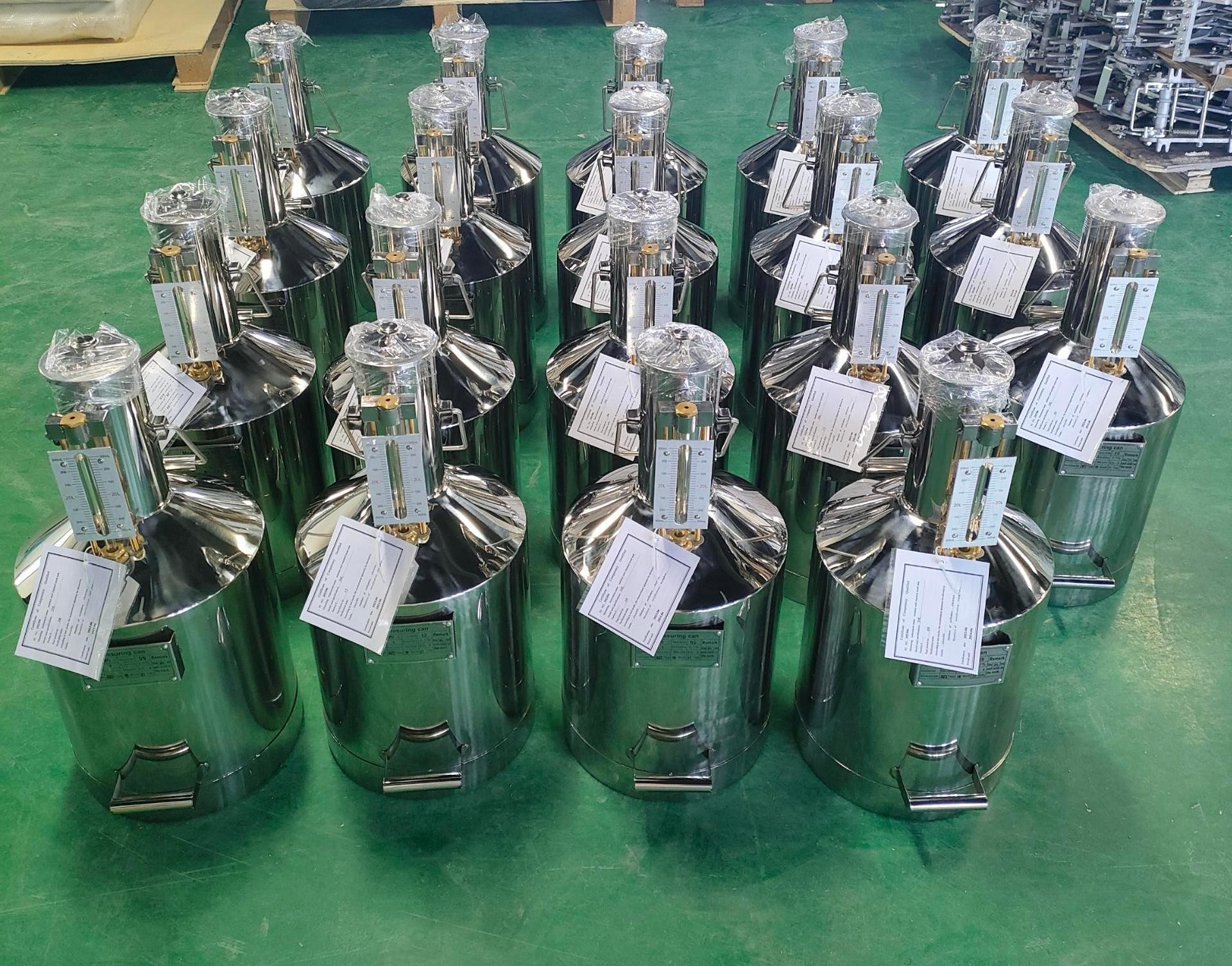 20L Hander Type Stainless Steel External scale Wide caliber Measuring Can for Gas Station
