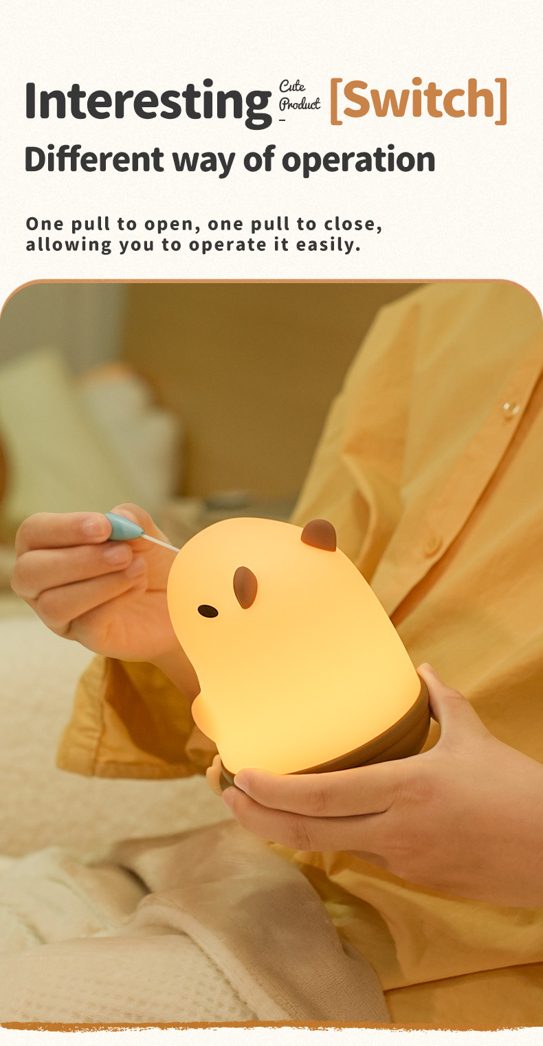 Creative Room Decoration LED Snottybara Night Light USB Rechargeable Cartoon Animal Nursery Silicone Lamp