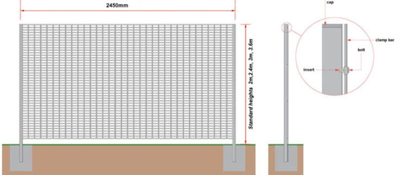 4.5mm Hot Dip Galvanized 358 Security Fencing For Stadium
