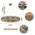 Smoke gray crystal chandelier for living room round hanging lamp decorative