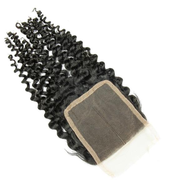 Buy cheap Swiss Curly 4x4 Human Hair Lace Closure No Tangling , High Density from wholesalers