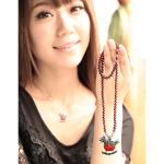 5mm Round Genuine Garnet Beads Bracelet with 925 Silver Marcasite Horse Garnet