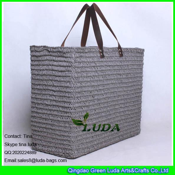 Buy cheap LUDA Fashion Straw Tote Bag Light Grey Paper Straw Crochet Bags from wholesalers