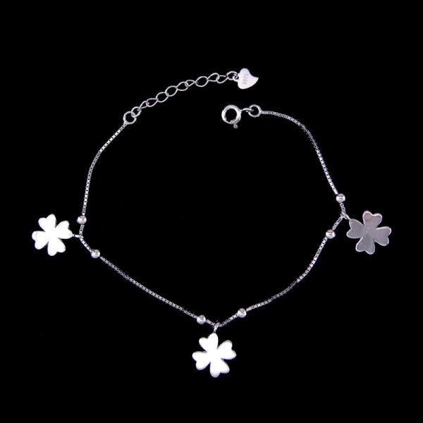 Buy cheap Lucky Flower Sterling Silver Infinity Bracelet 925 Clover Fashion Birthday Present from wholesalers