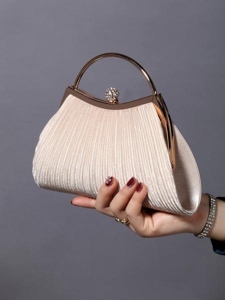 Buy cheap EUROPE AND THE UNITED STATES RETRO SOLID COLOR PLEATED HAND RING FASHION LOCK CLOSED DINNER BAG CHAIN CROSSBODY BAG from wholesalers