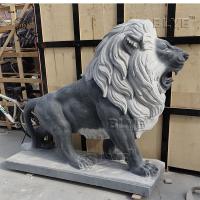 Buy cheap Black Marble Lion Sculpture Large Stone Modern Garden Decoration product