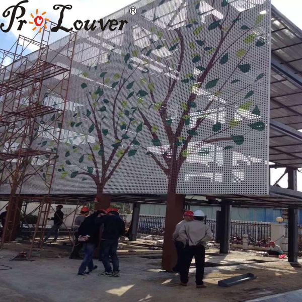 Buy cheap Tree picture perforated aluminum sheet, perforated metal sheet for facade from wholesalers