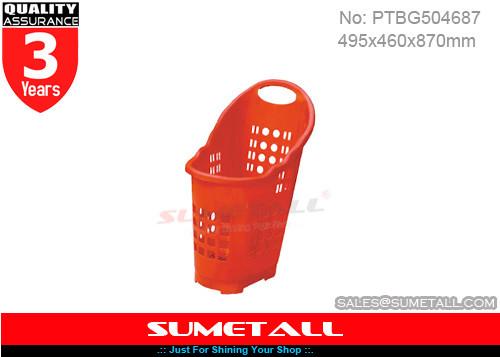Supermarket / Grocery Store Plastic Shopping Baskets With Three 2.5 Inch PU