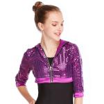 MiDee Sequins Hoodies Hip Hop Performance Dance Top Short Jacket For Girls