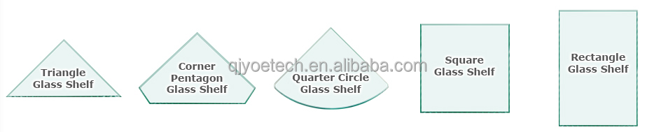 Industrial Wall Mounted Fanshaped Rectangle Tempered Glass Shelves for Bathroom