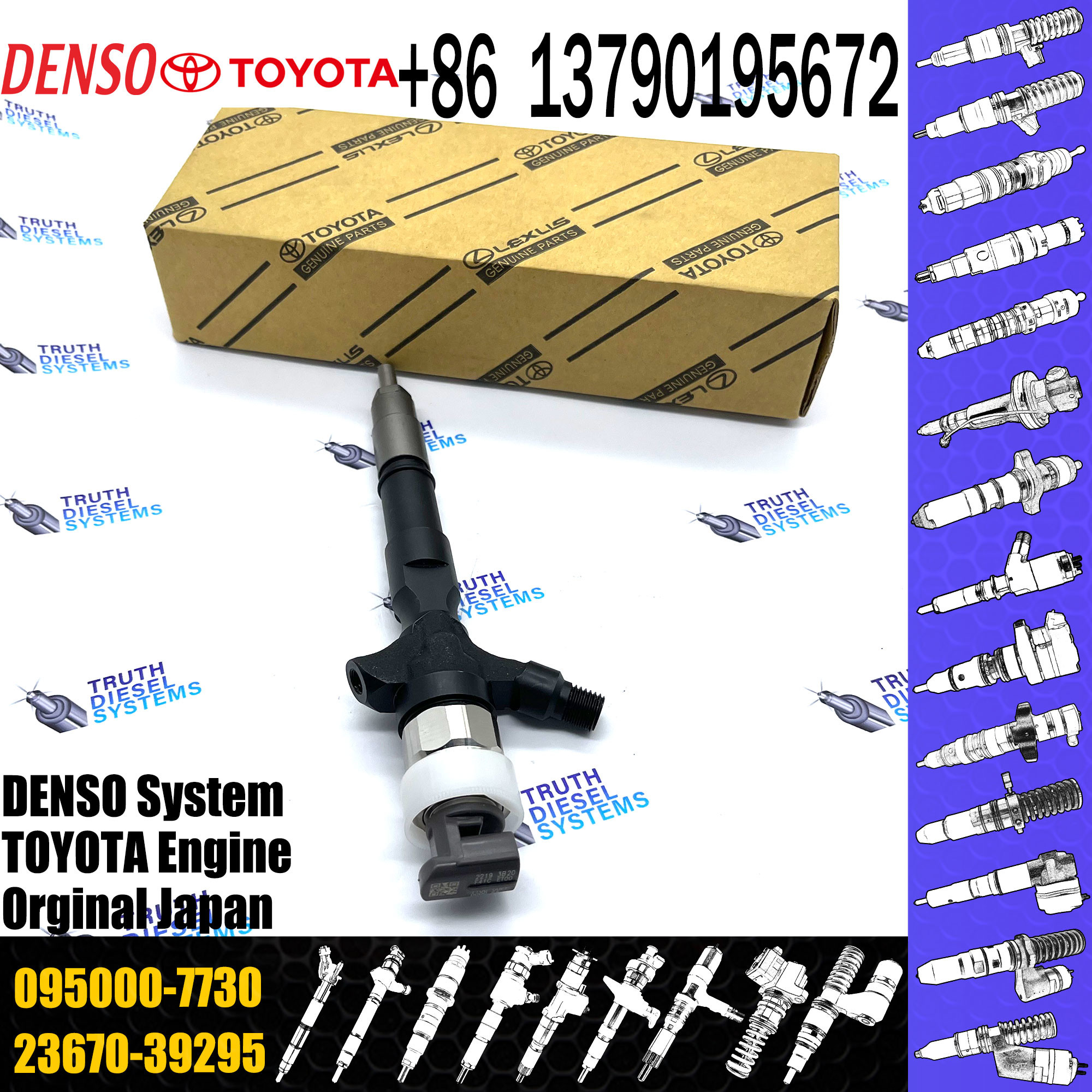 Heavy Truck Injector 095000 7730 0950007730 Diesel Injection 095000-7730 for Denso Toyota 23670-30210 23670-39295