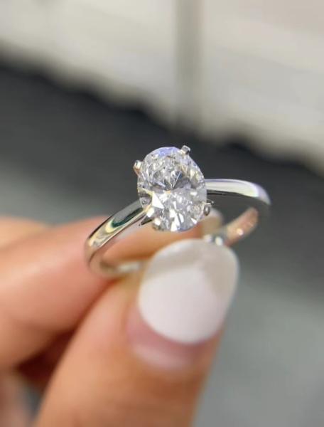 Buy cheap White Oval Diamond Ring Engagement Wedding Rings Lab Grown Diamond Rings from wholesalers