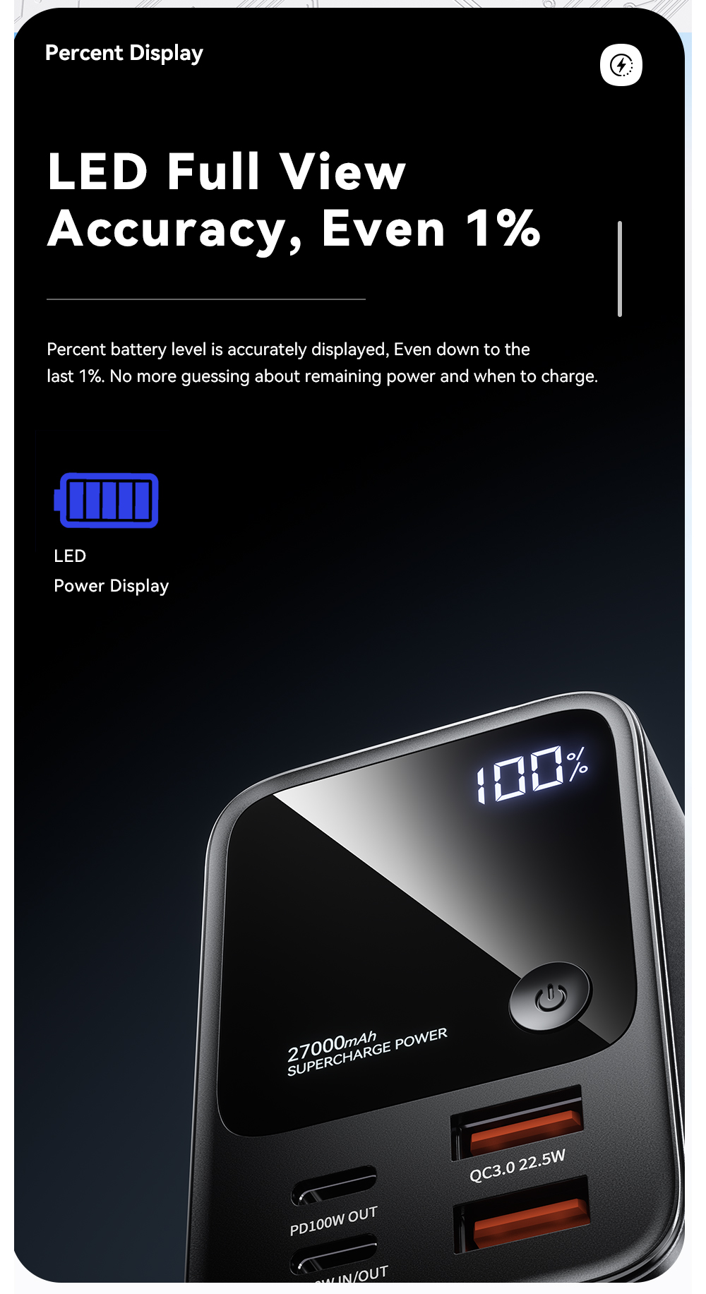 ESSAGER F3002 Series Large Capacity Power Bank 27000mah For Phone