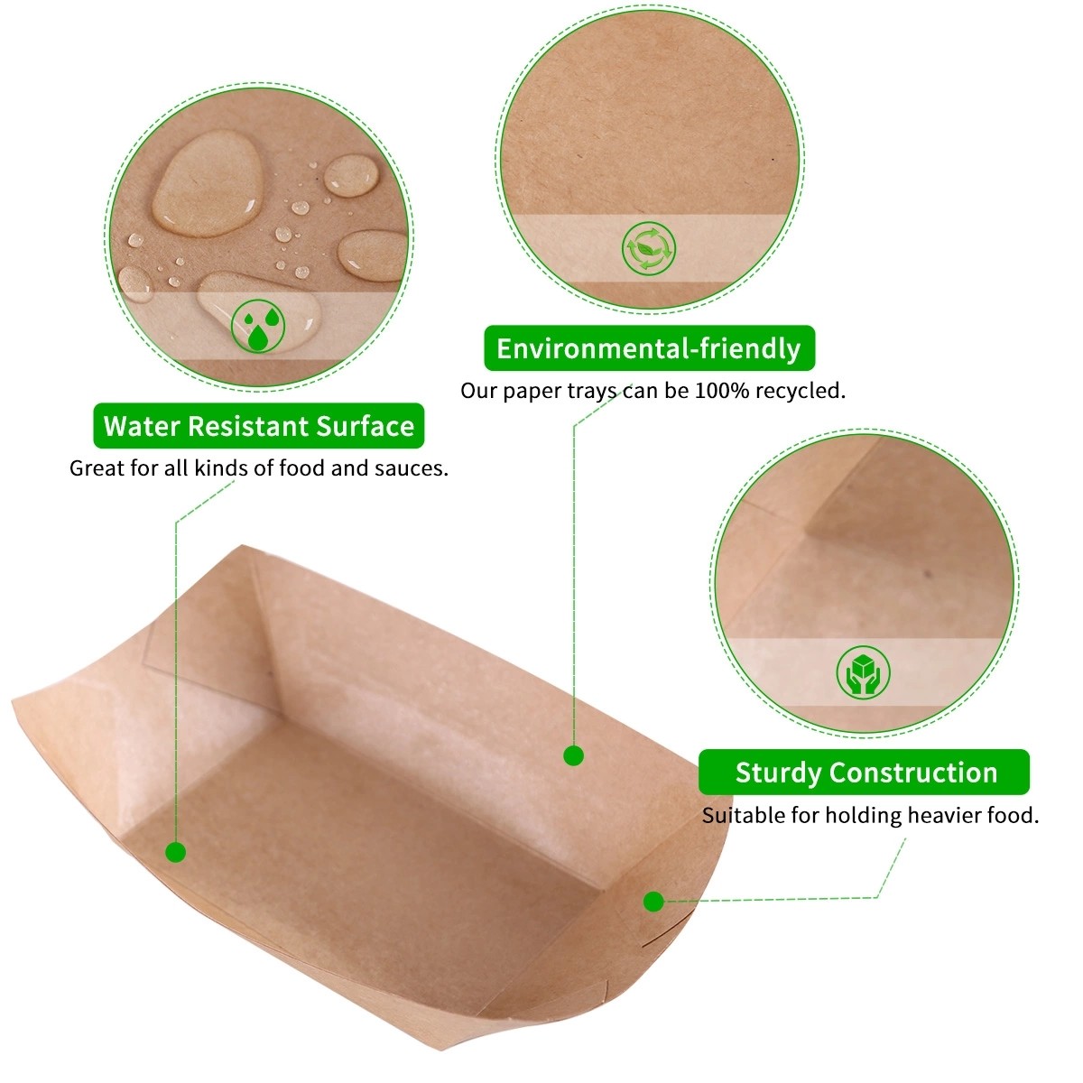 100 280 530ml Kraft Paper Boat Container For Chicken Rice Flower