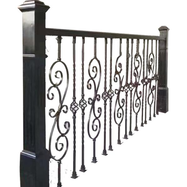 Outdoor Modern Black Metal Handrails Residential Stair Railing Balustrade Powder