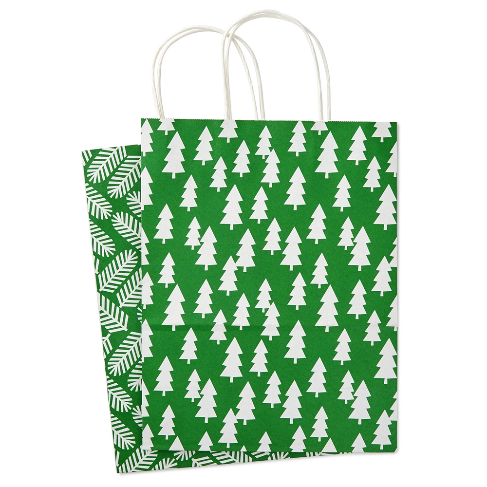 Customized Logo Merry Christmas Shopping Gift Packaging Twist Handle Kraft Paper Bag