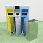 Stainless Steel Recycling 1350mm 35L 3 Compartment Trash Can