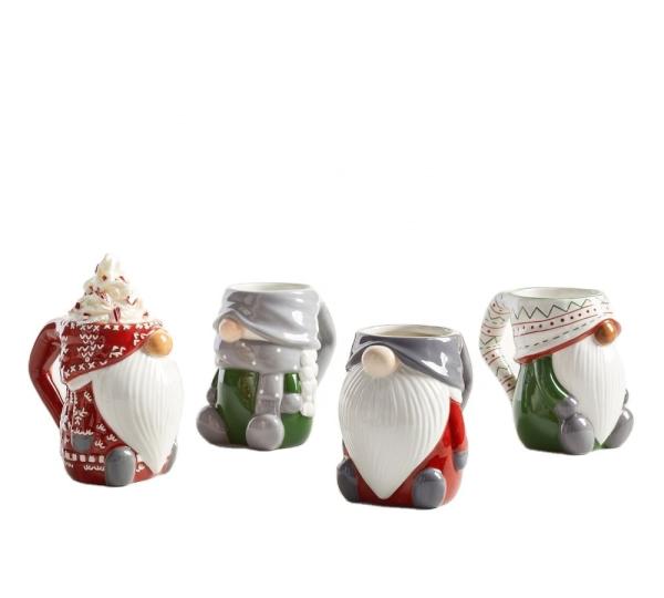 Buy cheap 12oz 350ml Ceramic Milk Mugs Hand Painting 3D Relief For Christmas Festive from wholesalers