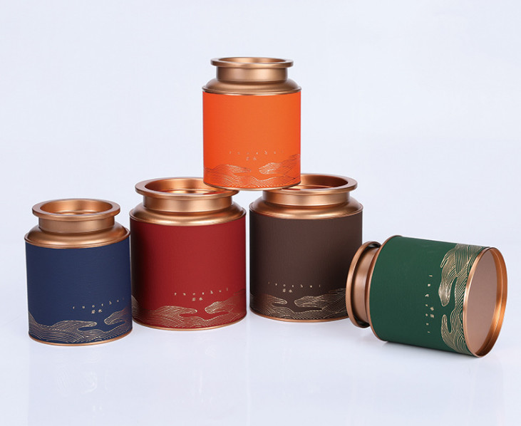 700ml Vintage Tin Tea Boxes 4 Color Round Tin Containers