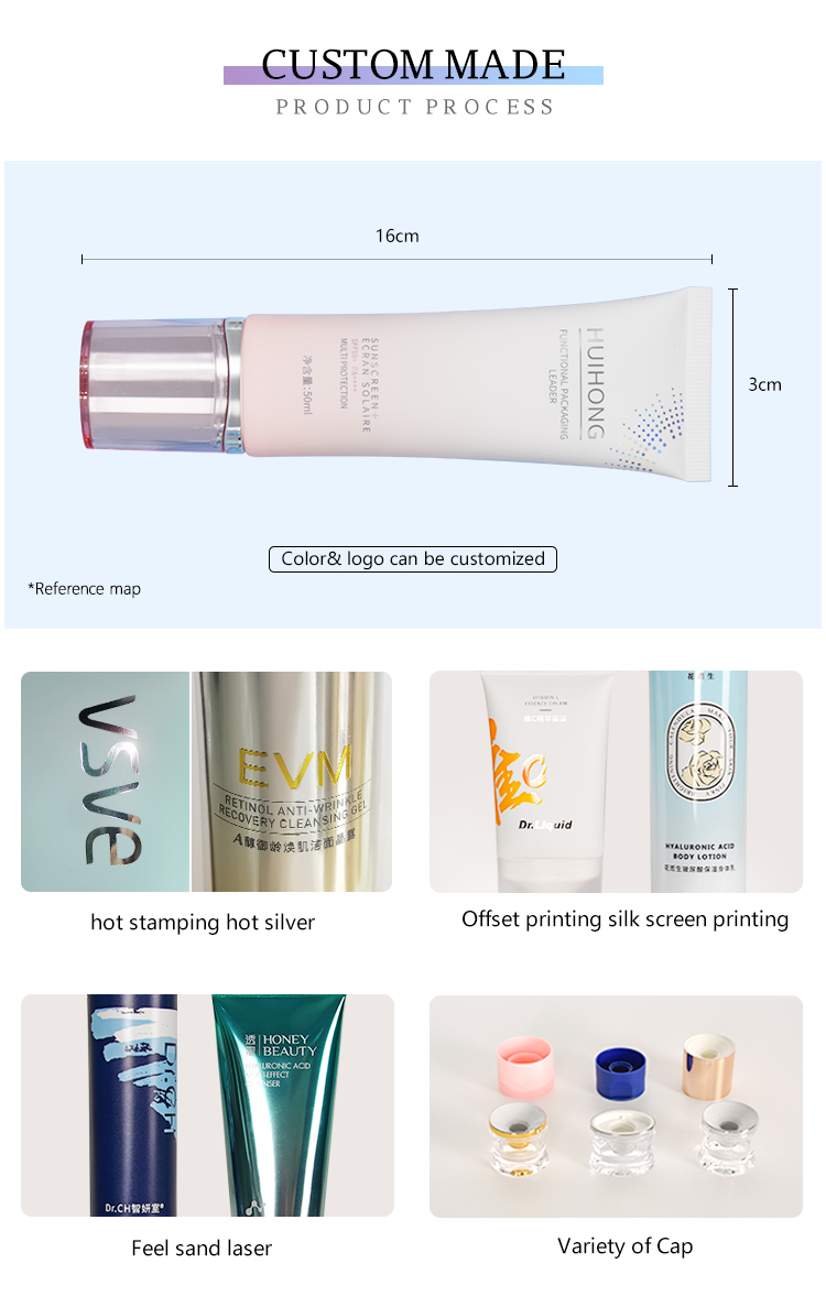 Oval Plastic Cosmetic Tubes Lotion BB CC Cream Sunscreen Squeeze Plastic Packaging