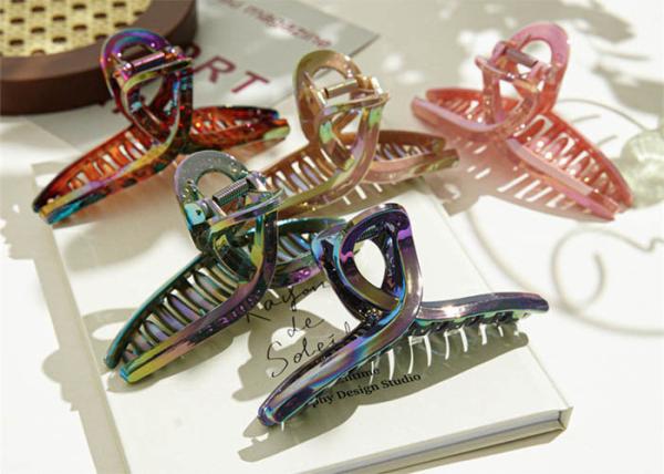 Buy cheap PS material plating metal color large cross clip summer new disc hair clip gradual change back hair clip shark women from wholesalers