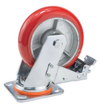 Buy cheap 5 Inch Orange Heavy Duty Caster Wheels With Brakes PU Wheels Cast Iron Casters from wholesalers