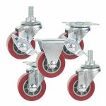1.5 Inch Swivel Bolt Hole Red PU Caster Wheels With Brake
