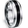 Buy cheap Polished Black Tungsten Carbide Men's Wedding Ring with Inlay Technology Setting and Gold Inlay from wholesalers