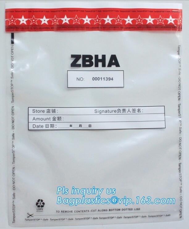 custom logo tamper tear proof plastic bank money envelopes mailing bag, Security Bag/Printed Plastic Security Bags For M