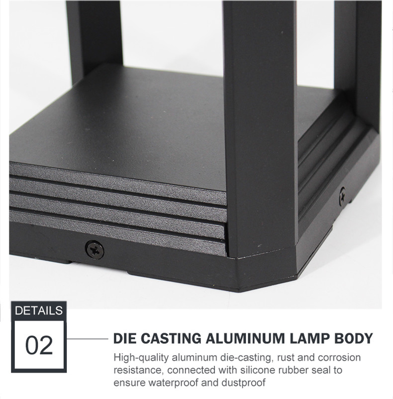 Led Lawn Lamp Aluminum 120*150*600mm 7w 3000k Black