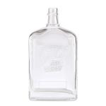 750ml 620g Flint Square Engraved Glass Wine Bottle with Acid Etch Surface